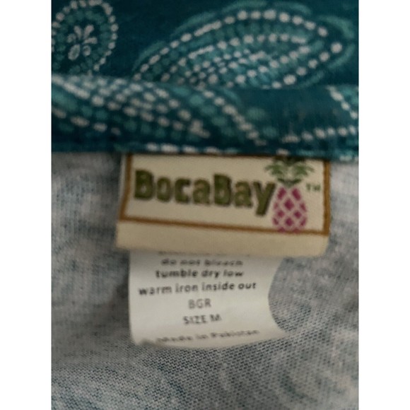 Boca Bay Womens Blue Floral Round Neck Short Sleeve Top Size Medium - Picture 6 of 9